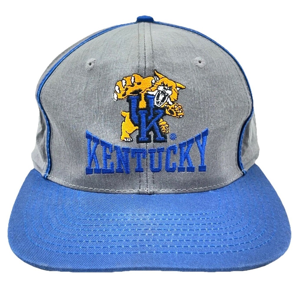 Vintage Kentucky Wildcats Hat Cap SnapBack Blue Gray 90s Y2K Stripes Faded Worn